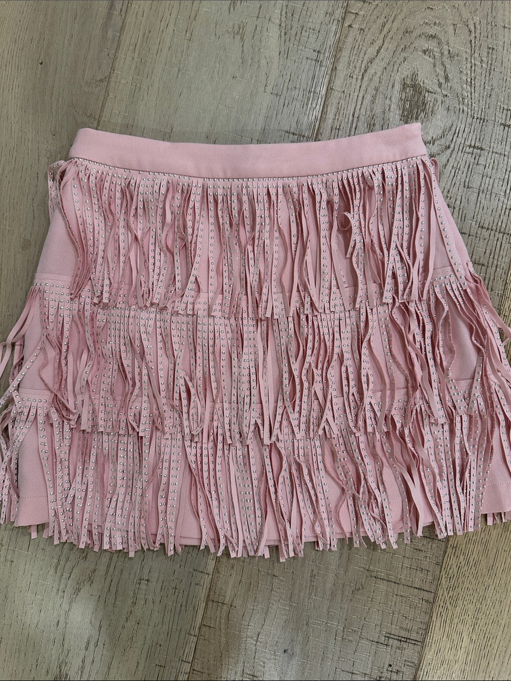VICI Pink Fringe Mini Skirt small